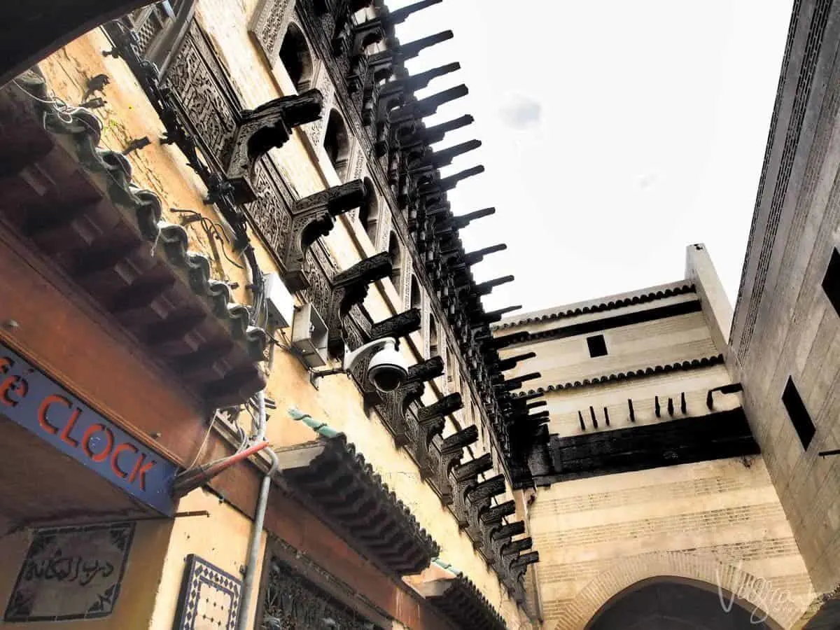 Looking up at the sky from within the Fez medina. 