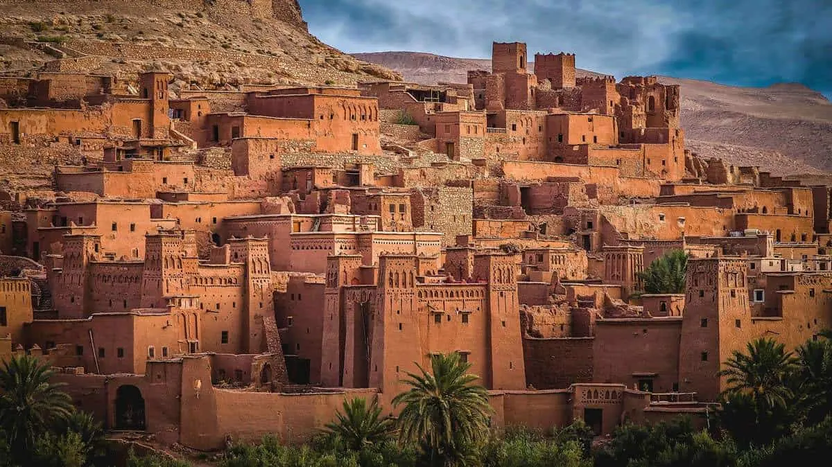 Moroccan road trip Marrakech to Fez - Ait Benhaddou a village of clustered Berber Kasbahs recently a location setting for Game of Thrones
