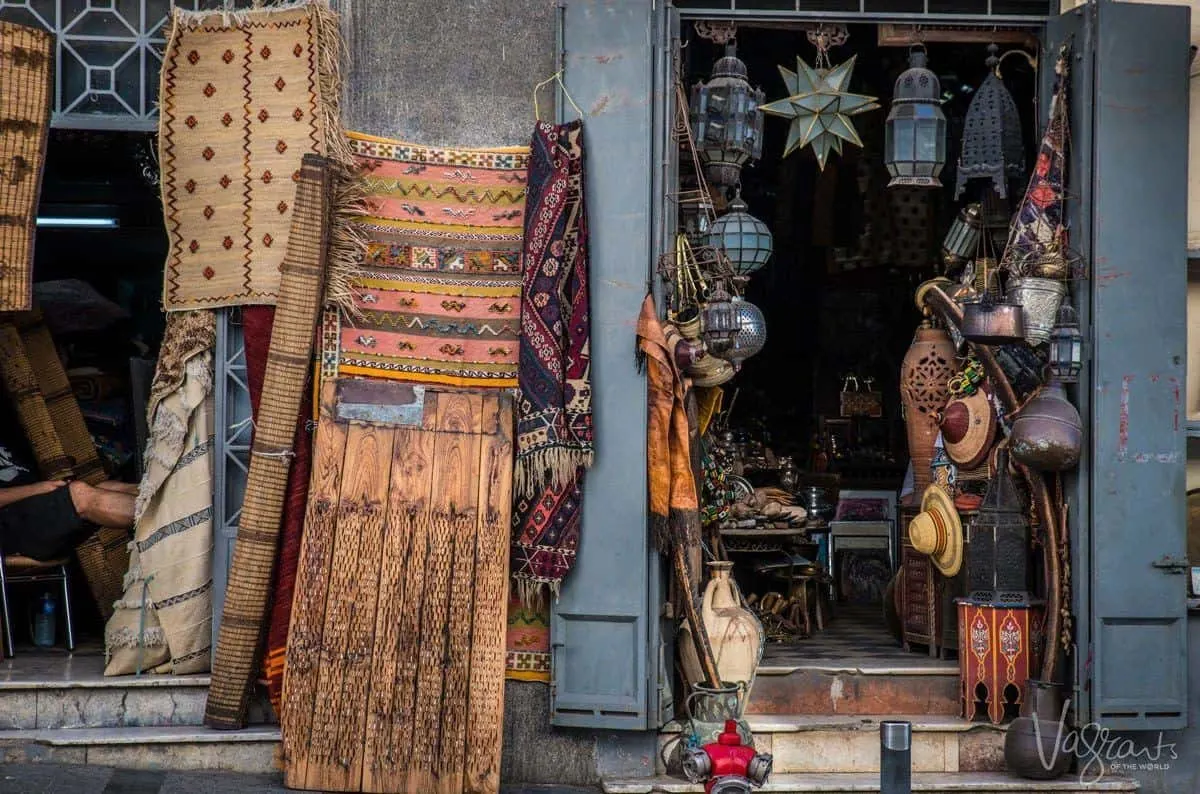 Shopping in Morocco. Bartering in the souks in Marrakesh.