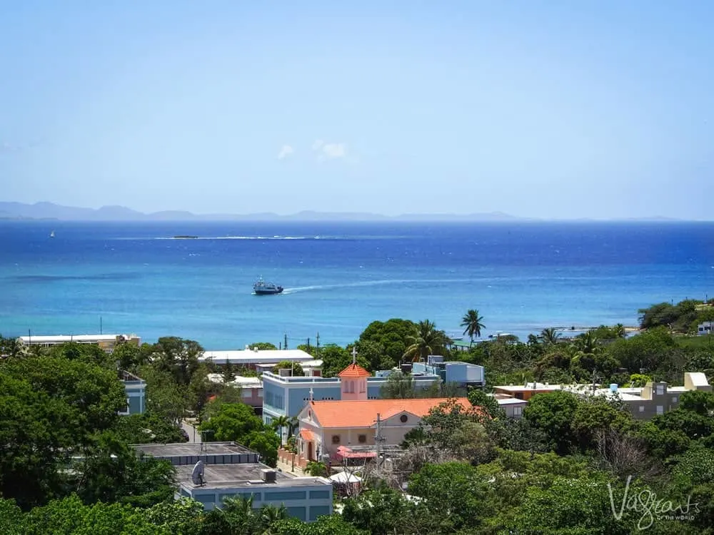 Boat coming into Vieques island Puerto Rico