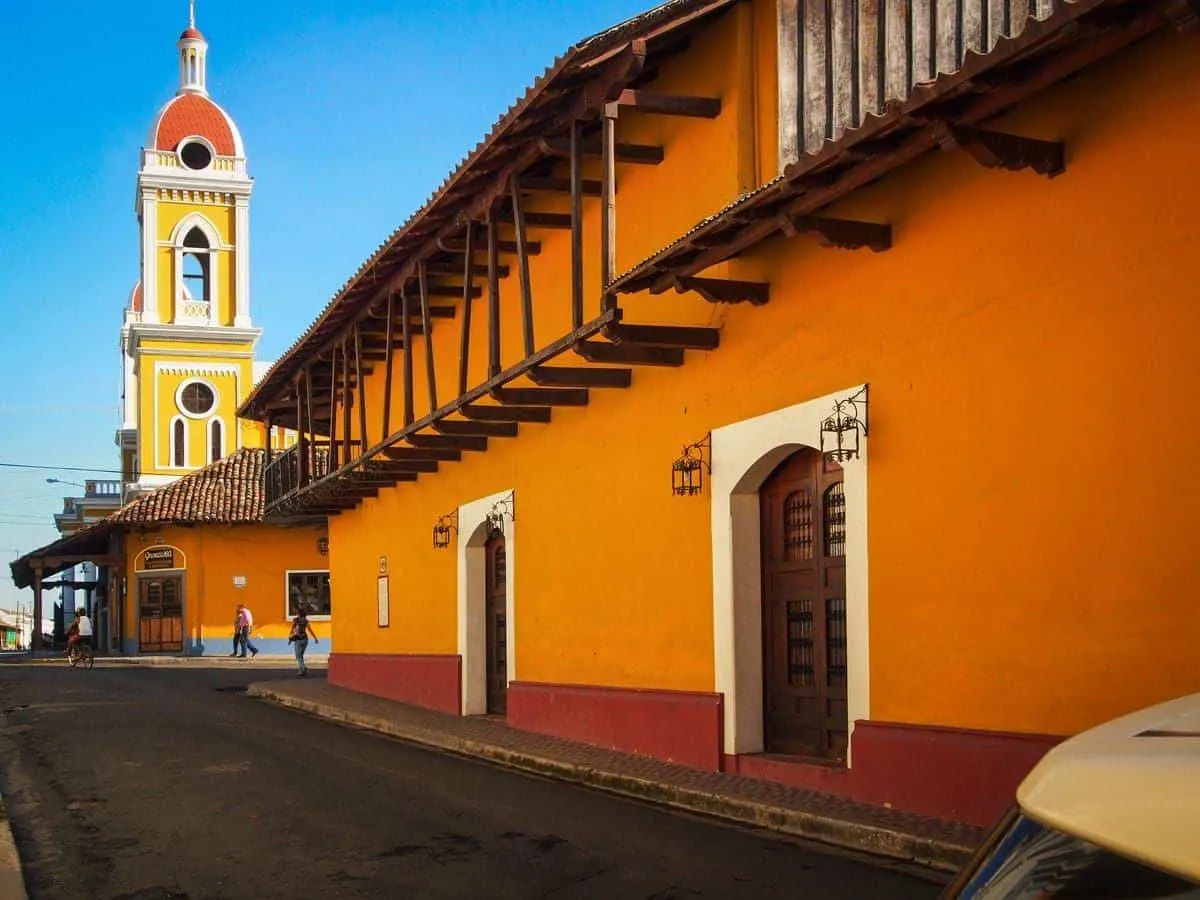 Yellow buildings in Old Town Granada Nicaragua