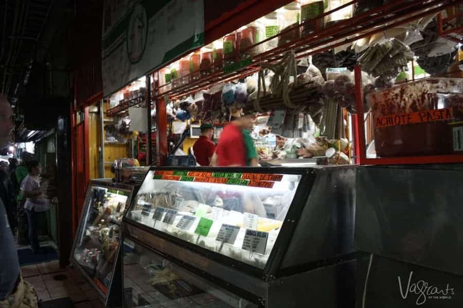 Food stalls in the Central Markets in San Jose.