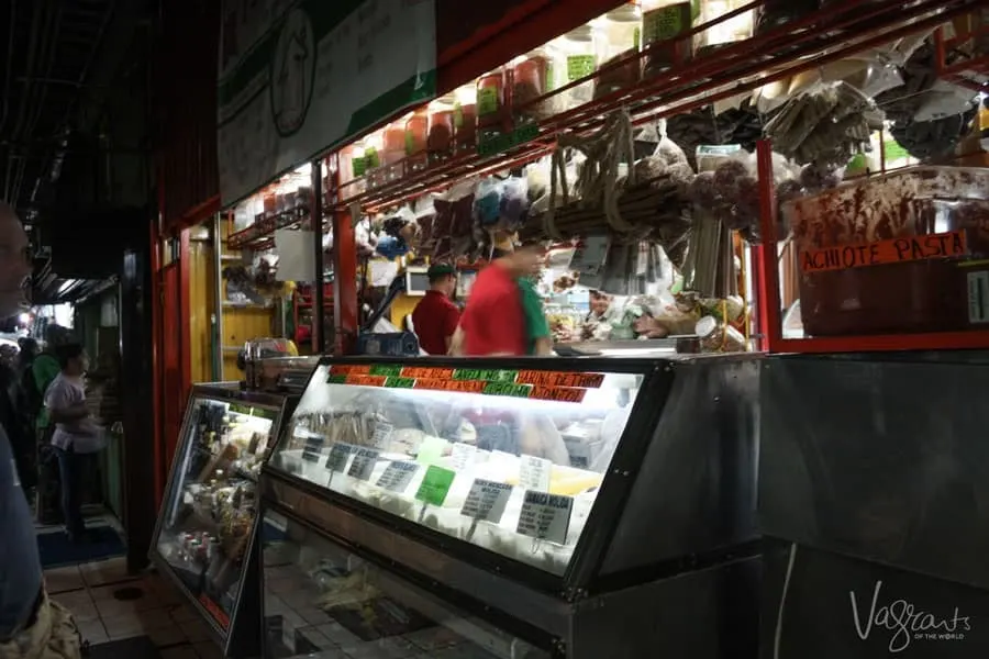 Food stalls in the Central Markets in San Jose.