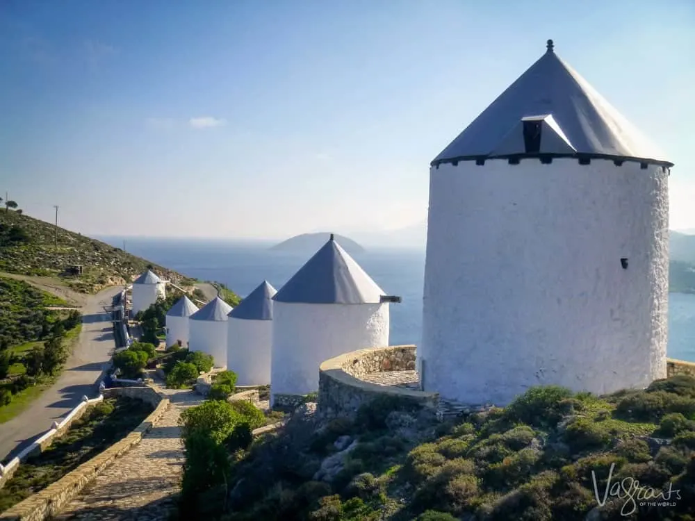 Windmills on Leros Island Greece