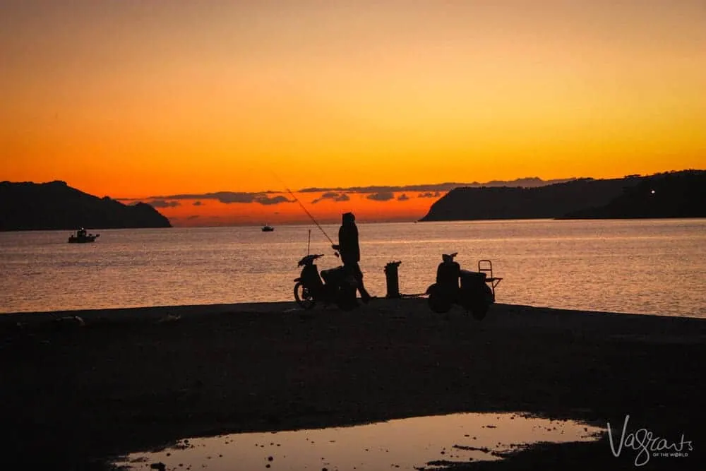 Fishing at sunset on Leros Island
