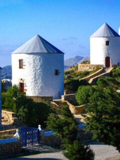 Windmills on Leros Island Greece