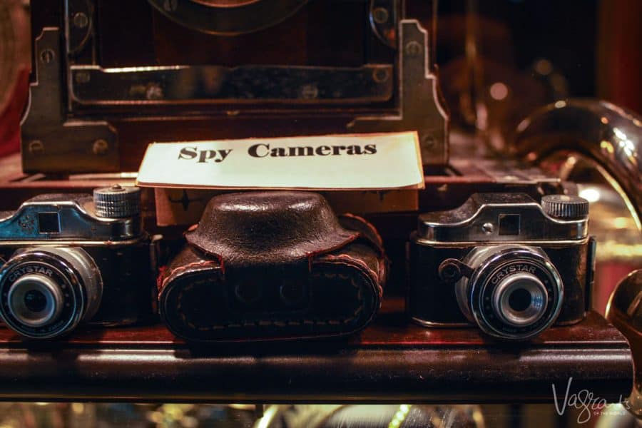 Three small spy cameras for sale in the Istanbul Bazaar.