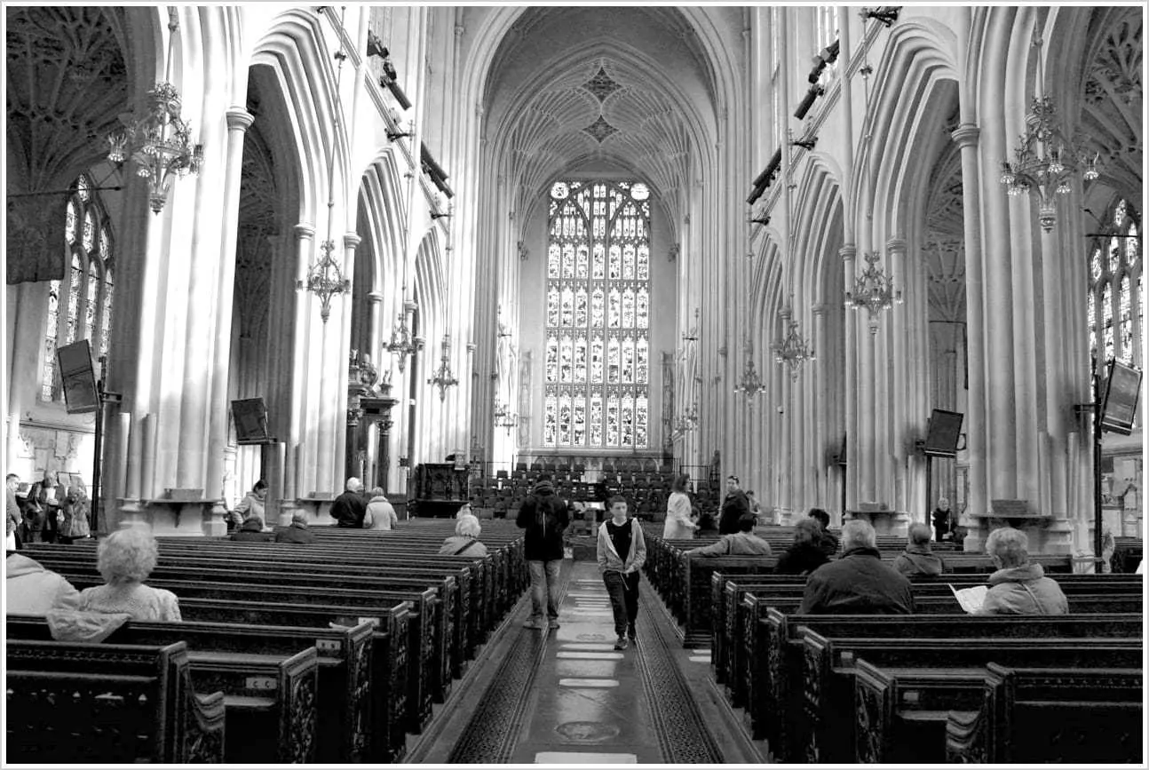 pews in Bath Abbey, England UK