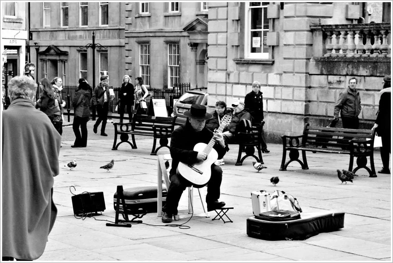 Guitar player Bath City, England UK