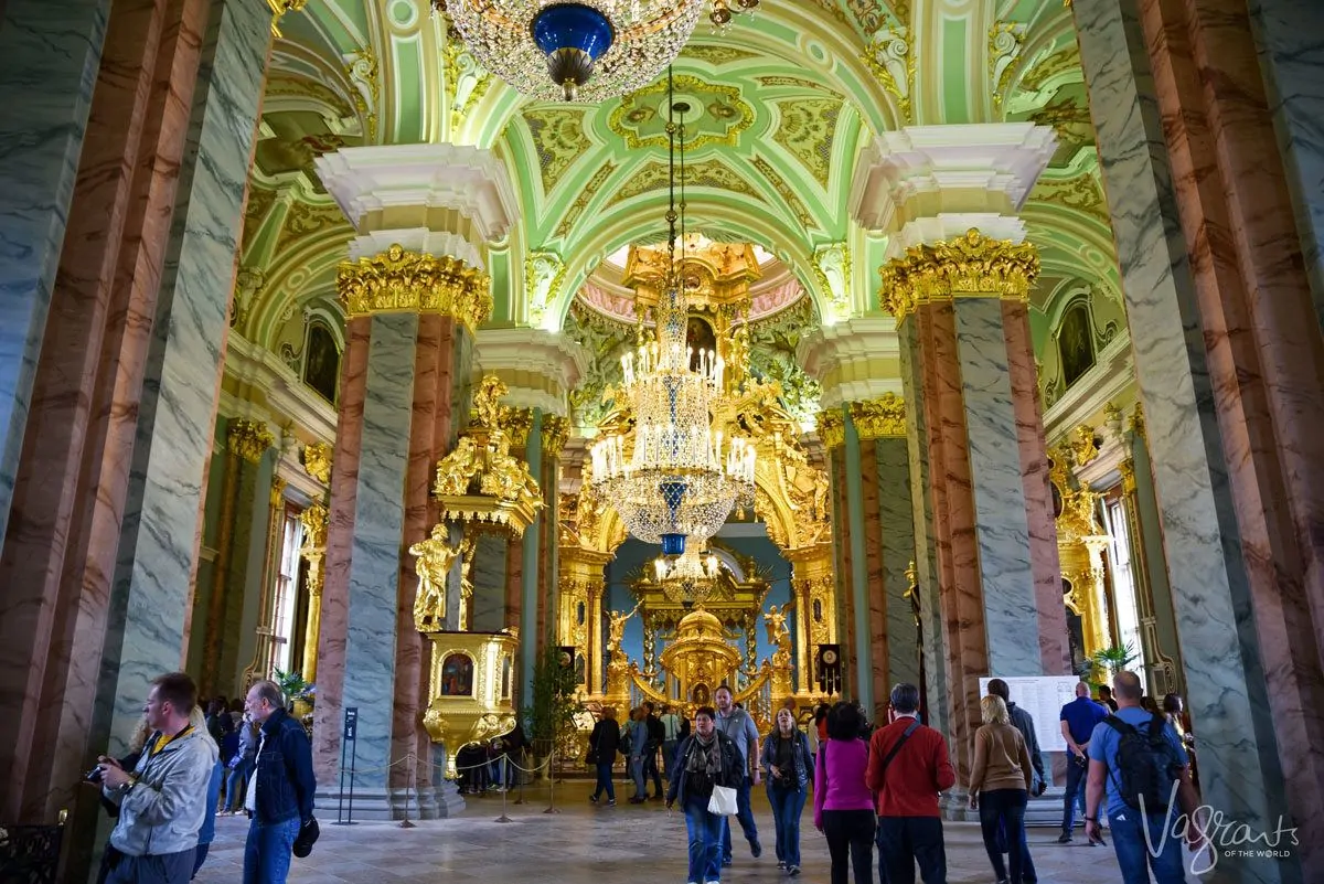 The interior of the Peter and Paul Cathedral, home to the graves of many Russian rulers.