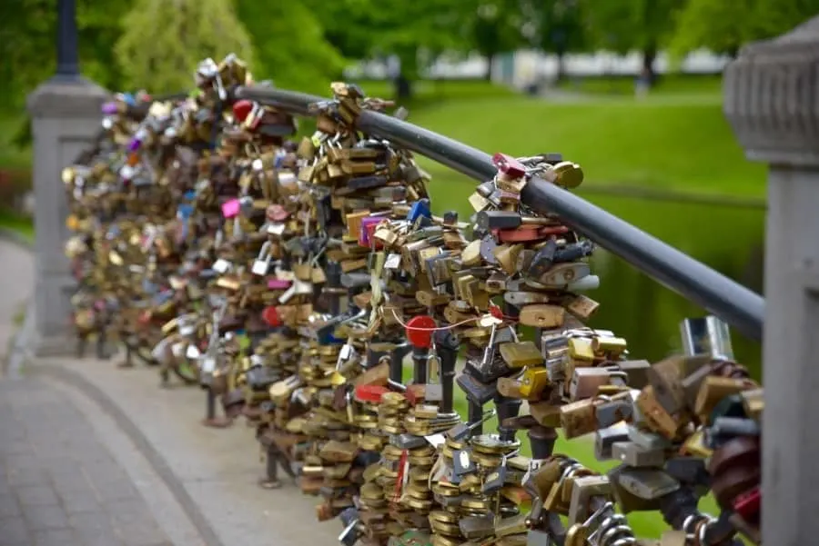 Love locks on bridge in Riga. Great places to have on your Riga three day itinerary