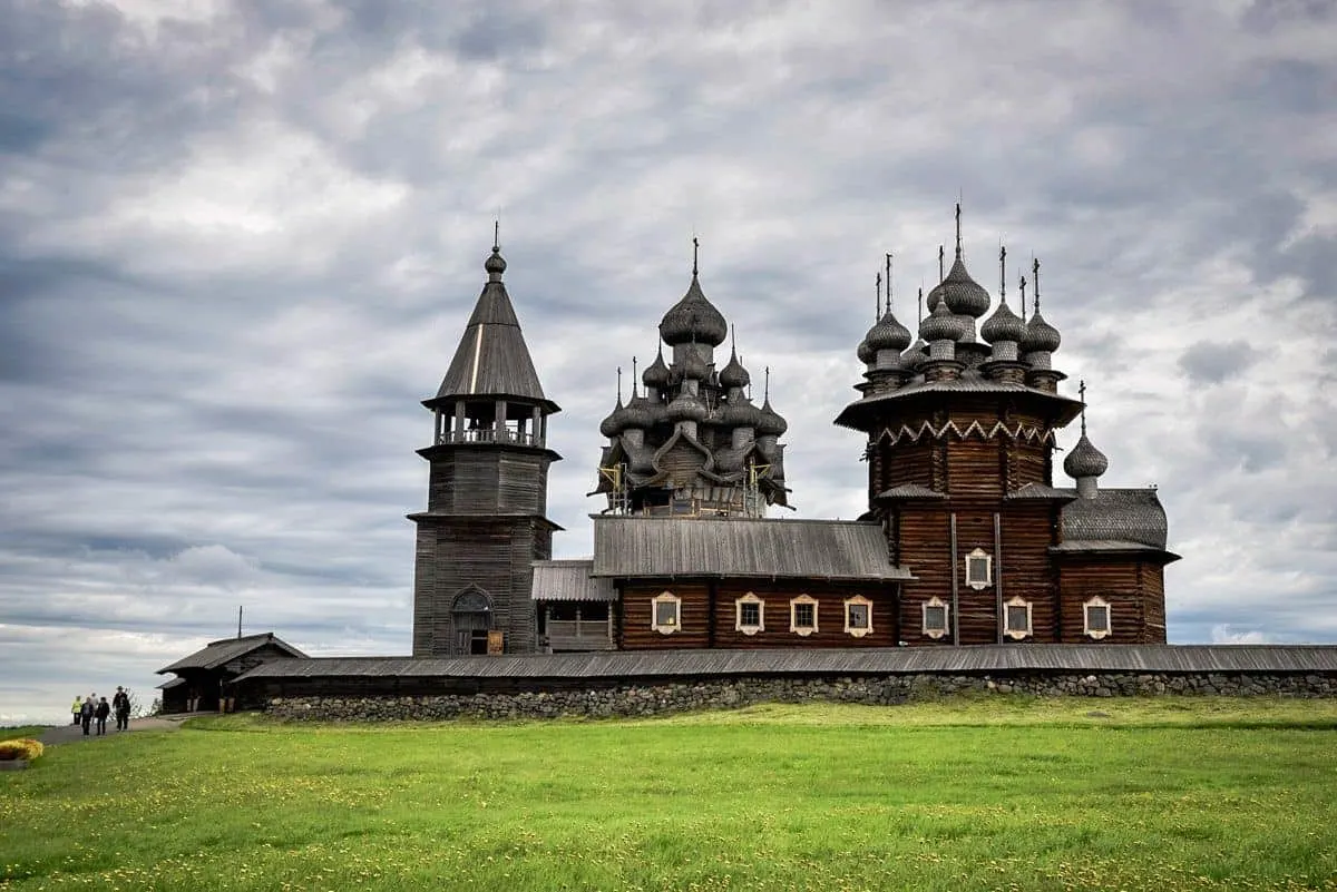 the two domed church on Kizhi Island Russia - viking's Waterways of the Tsars Cruise is the best way to see russia in a short period of time