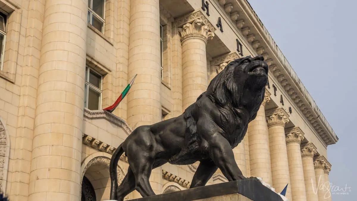 Lion statue in Sofia Bulgaria.