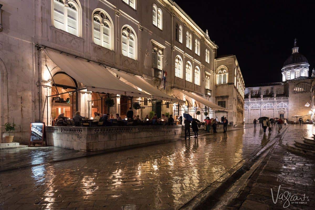 The shiny streets of Dubrovnik at night. 