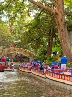 Colourful barges on the San Antonio River Walk