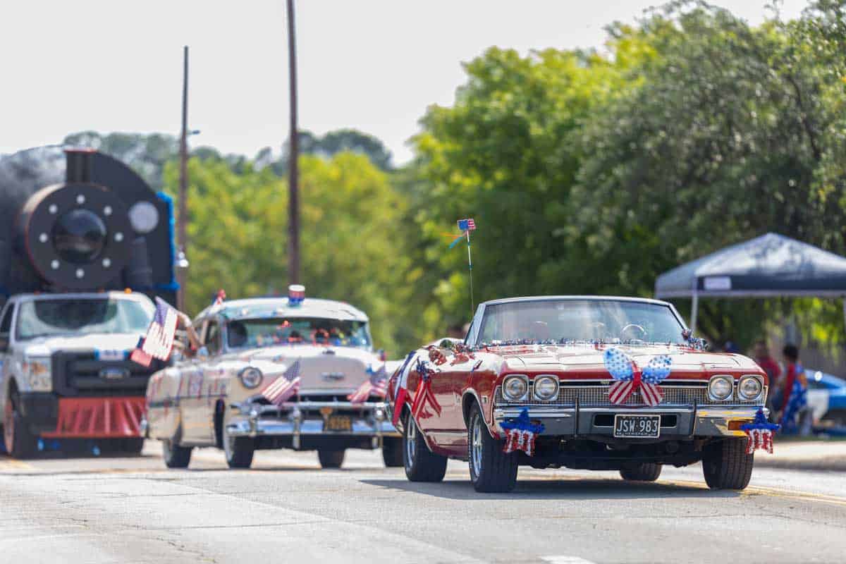 July 4th classic car parade in Arlington Texas.