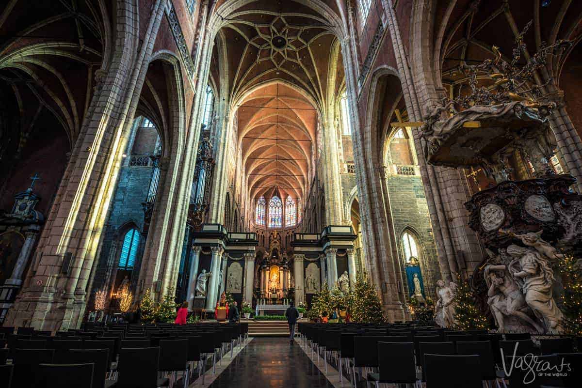 St Bavo's Cathedral Ghent. Which cities are the best to visit in Belgium - Ghent as it is the only place you will get to see the The Adoration of  Mystic Lamb