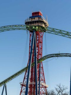 Rollercoaster at Six Flags amusement park in Arlington.