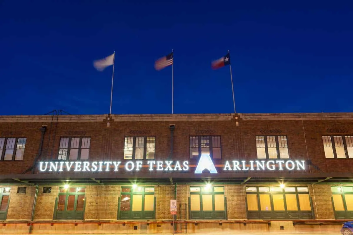 University of Texas Arlington at night. 