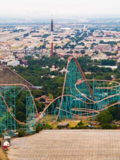 Aerial view of Arlington theme park.