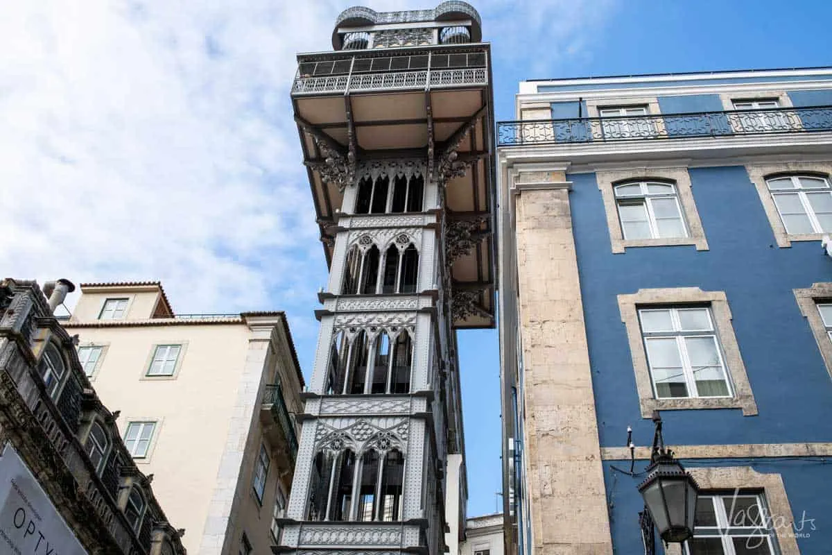 The ornate Santa Junta Lift in Lisbon Portugal. 