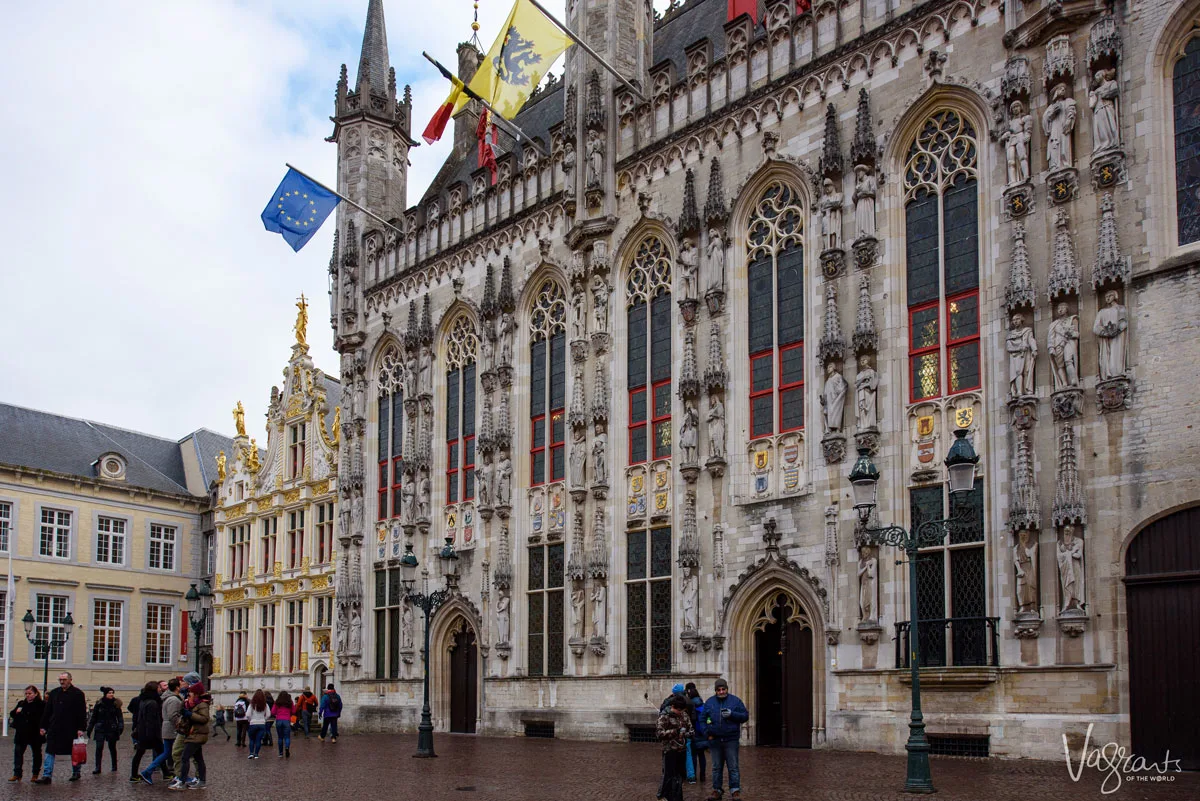 Exterior facade of the old City Hall in Bruges