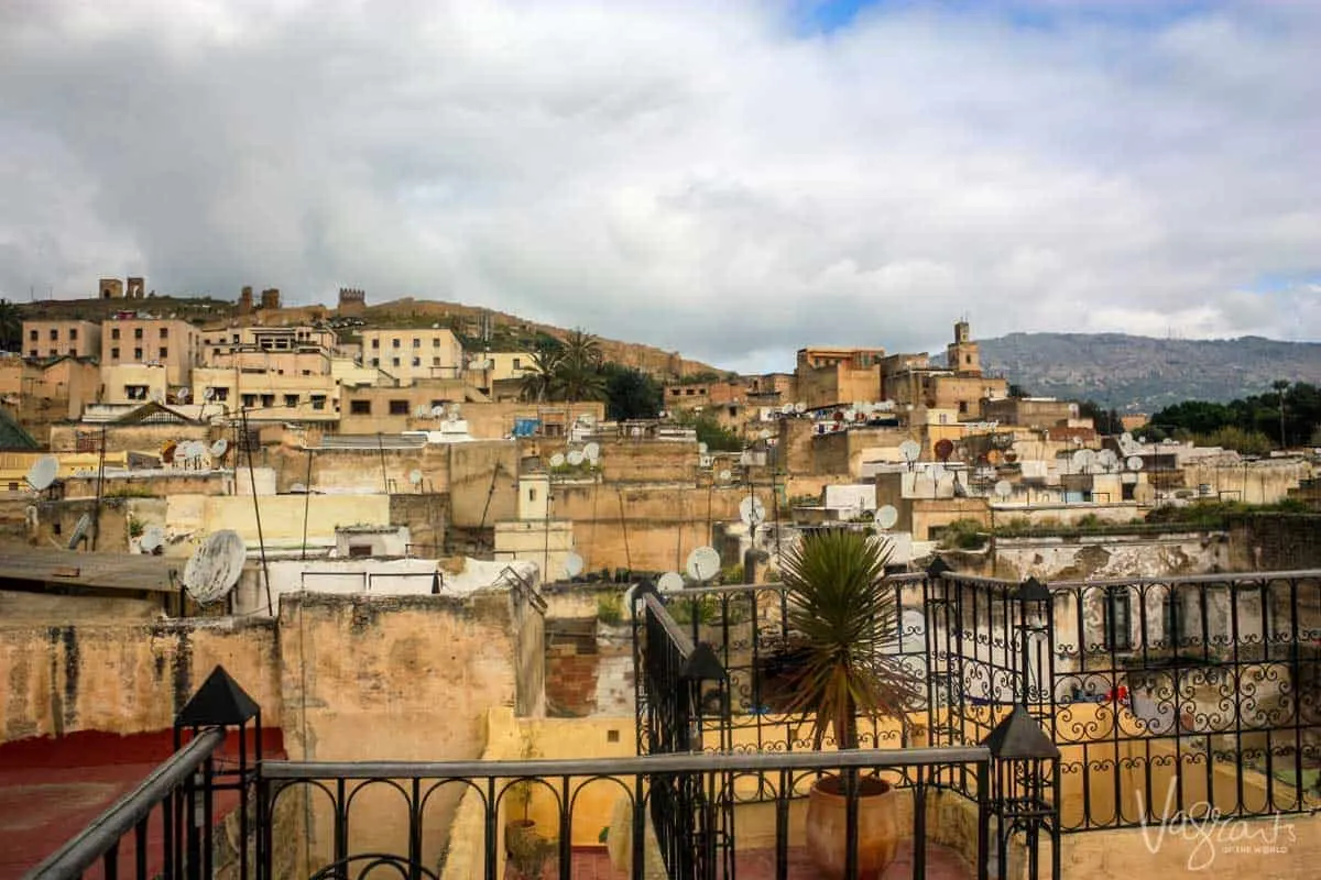 Watching the sunset over the medina from a riad roof terrace is lovely way to end the day in Fez