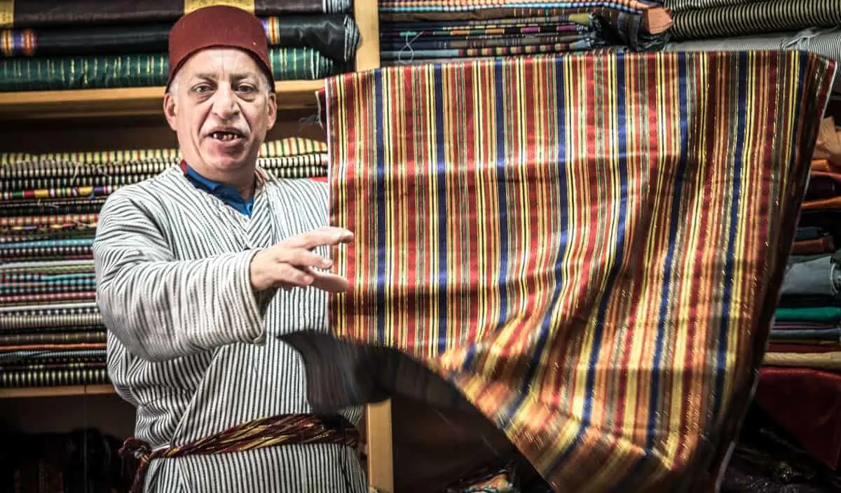 Guided Tours of Israel - Fabric merchant in Old Jerusalem