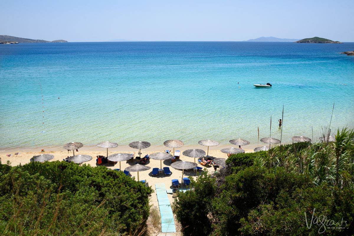 Best beach wear for travel. Andros Beach Greece