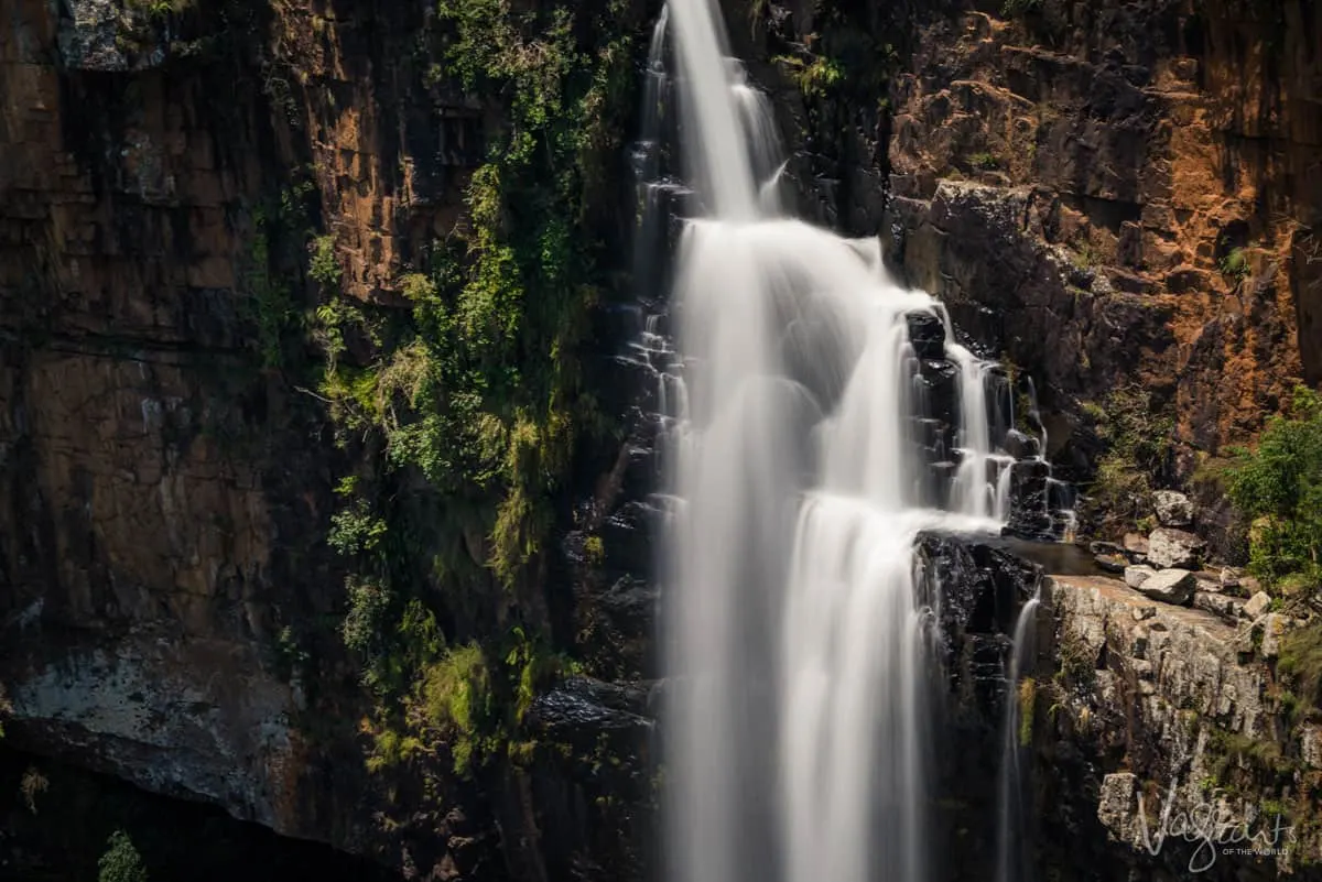 A close up of the cascading water at Berlin Falls Panorama Route South Africa
