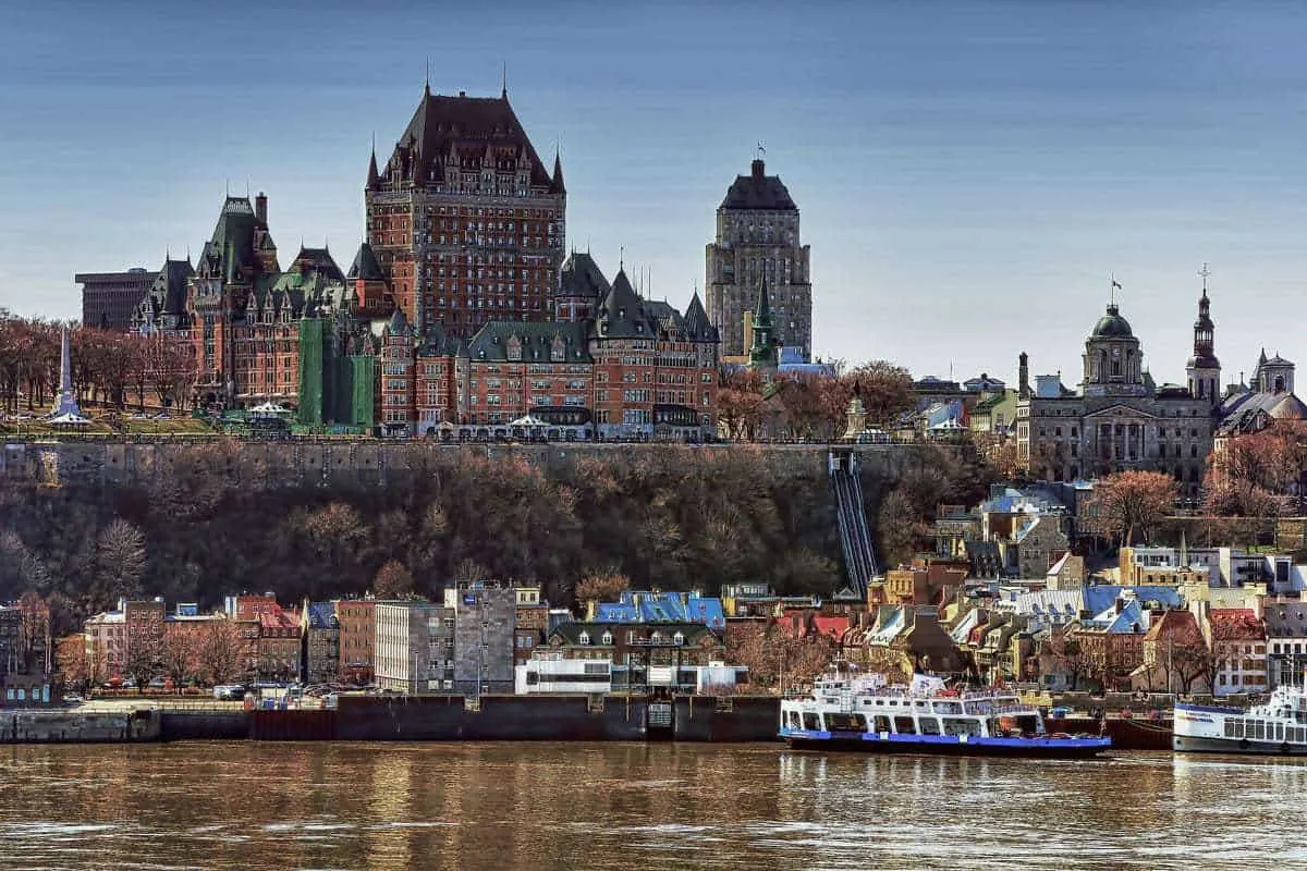 A view across the water to the Château Frontenac in Quebec City Canada best places to visit in eastern Canada