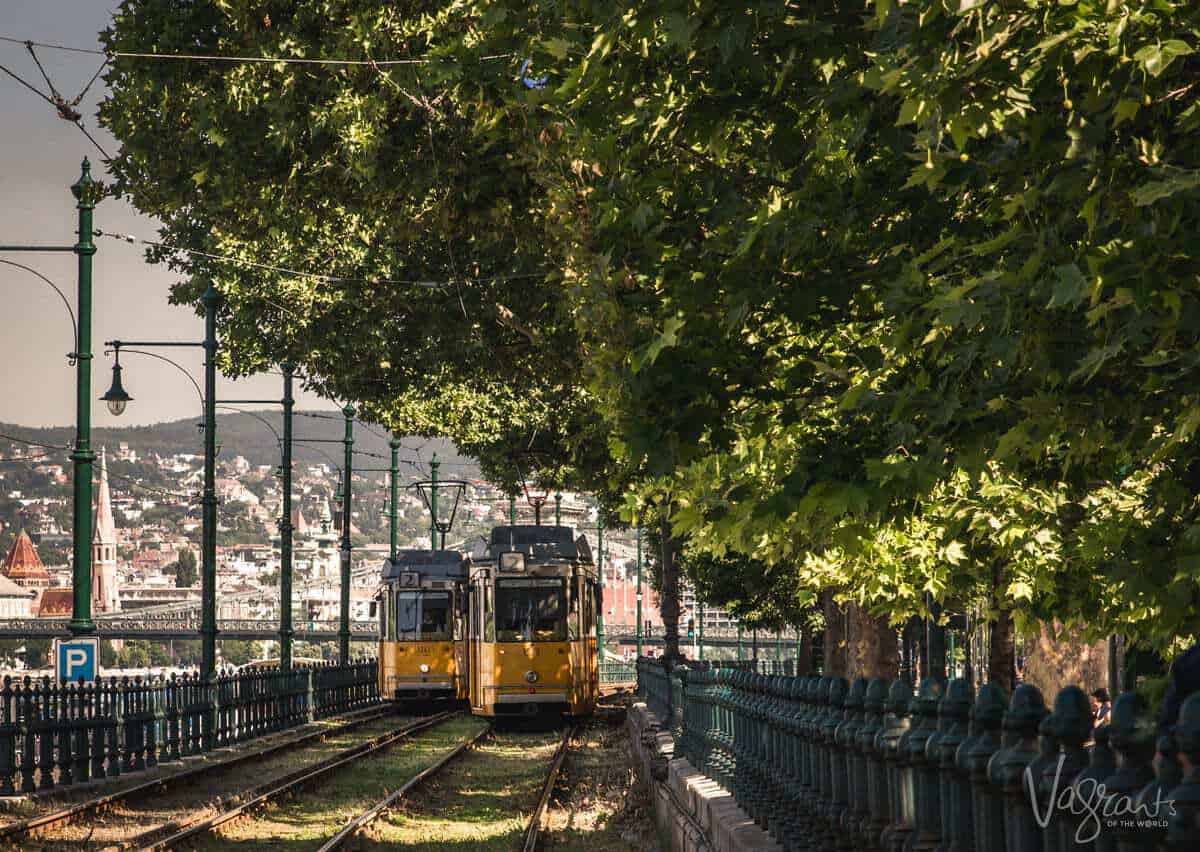 Iconic yellow trams of Budapest
