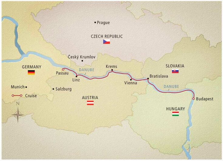Danube Rive Cruise Map 735x532 
