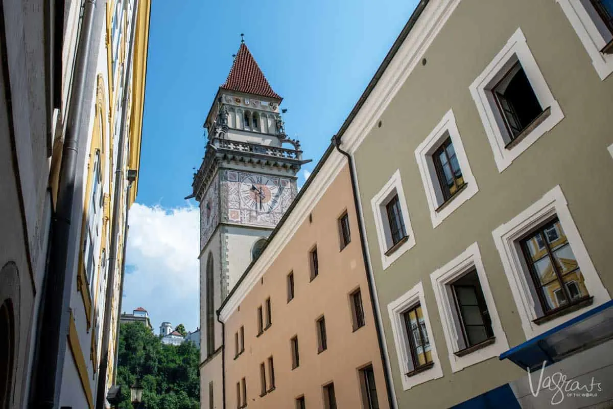 Clock tower in Passau Germany