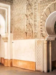 The interior of the Ben Youssef Madrasa Islamic college in Marrakech