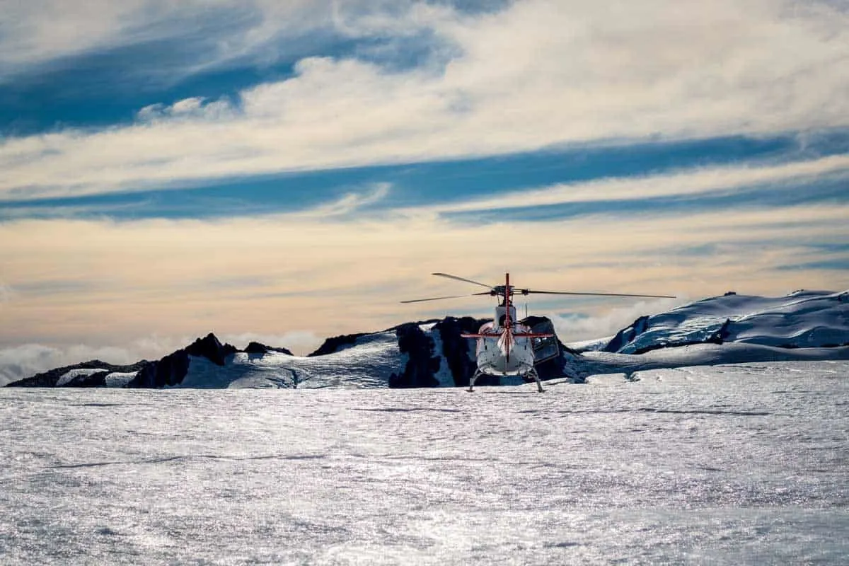 One of the most exciting things to do in winter in Europe is to land on a Glacier in a helicopter like here in Switzerland
