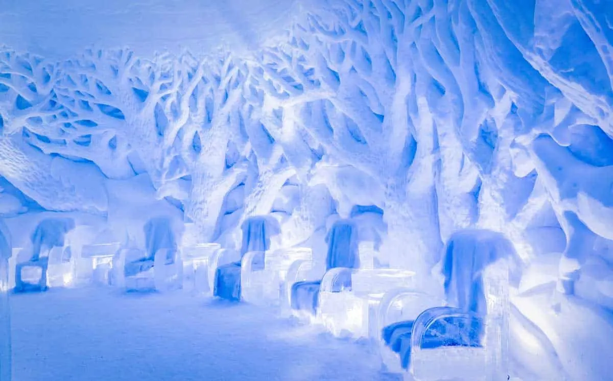 Staying in an ice hotel completely carved from ice is one of the most unique things you can do in Europe in winter