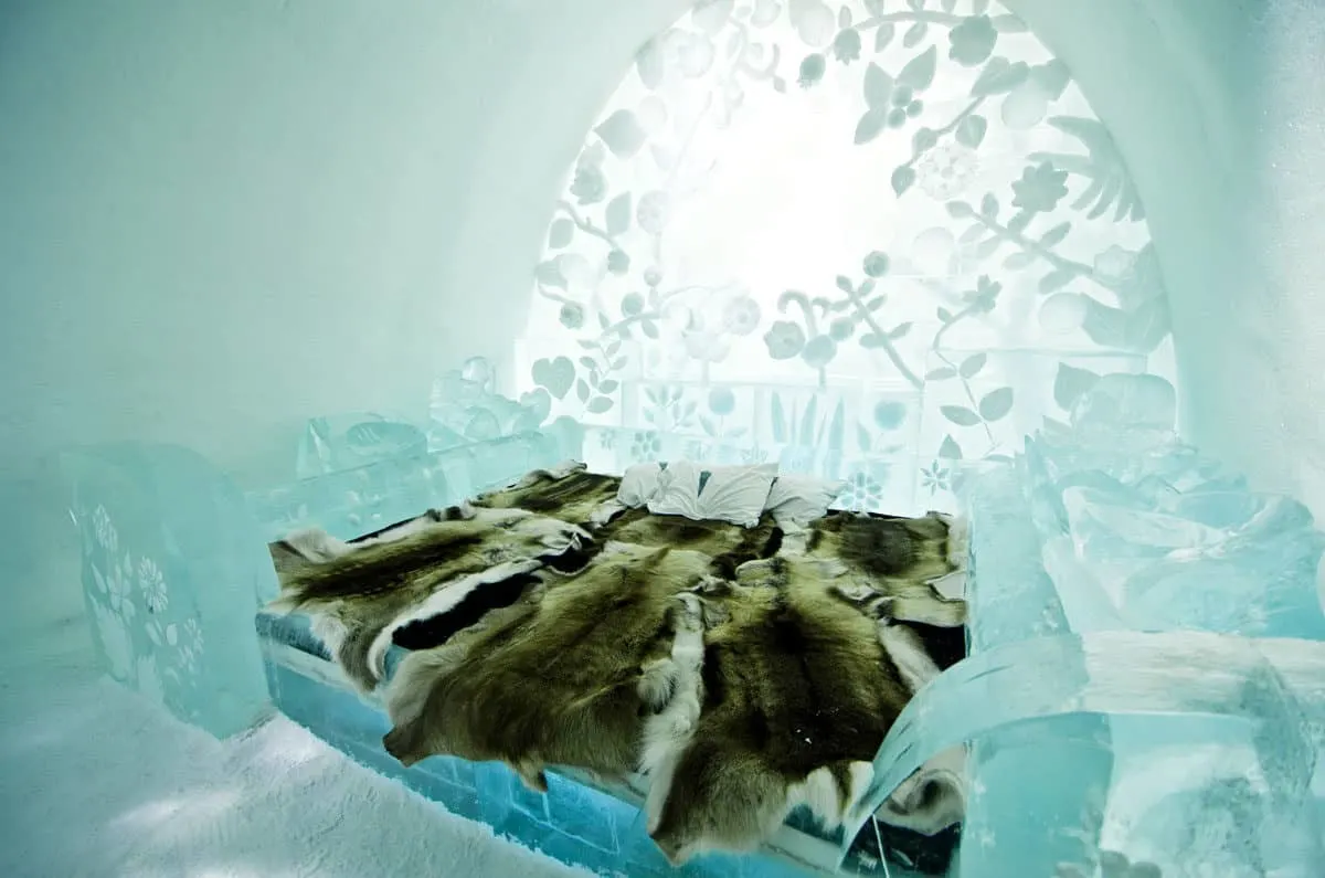 Staying in an ice hotel is one of the most unique things to do in Europe in Winter