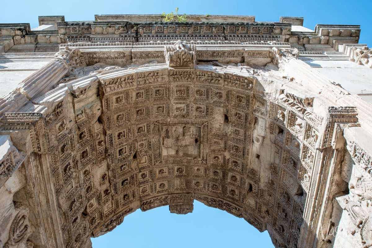 Arches inside the roman Colosseum. 