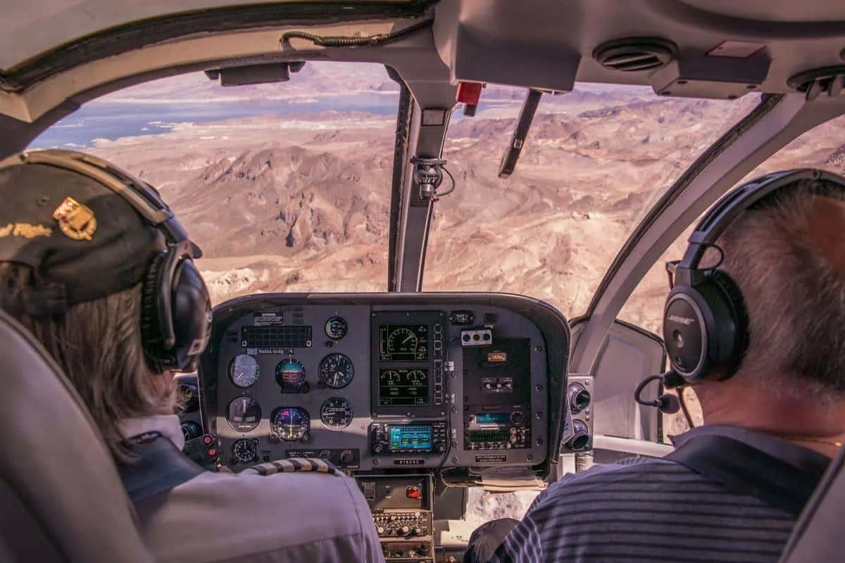 Helicopter pilots flying through the Grand Canyon. a great thing to do in summer