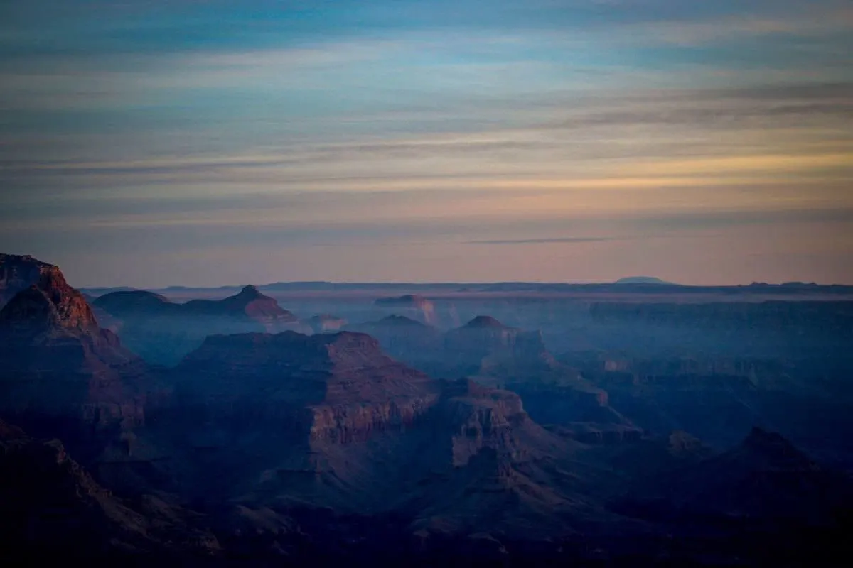 Misty cloudy sky above Grand Canyon. 