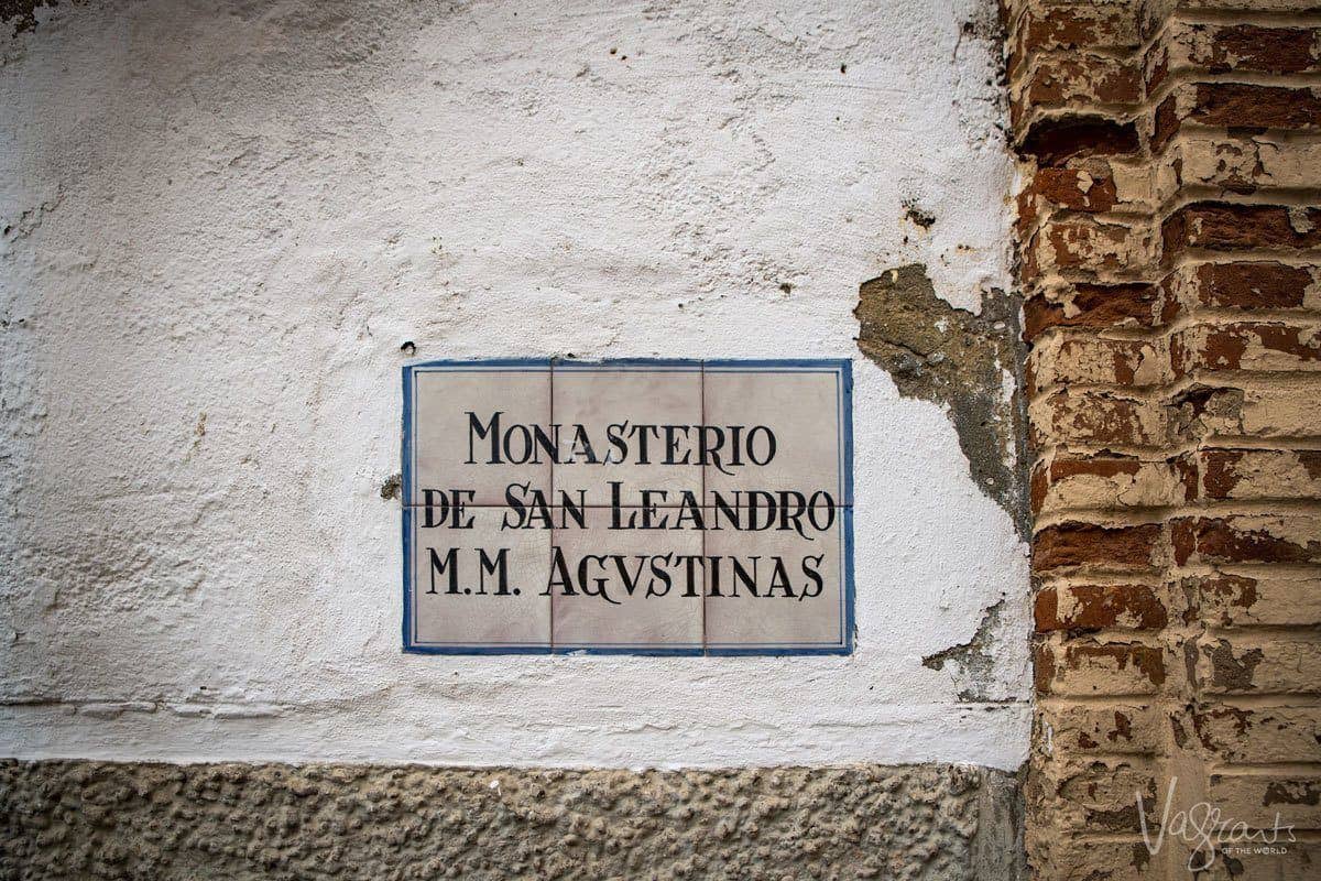 Sign for Convento de San Leandro Seville