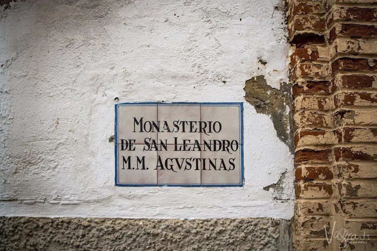 Sign for Convento de San Leandro Seville