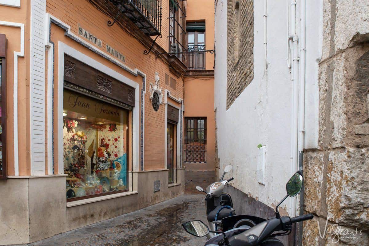 The lane to Plaza Santa Marta Seville.