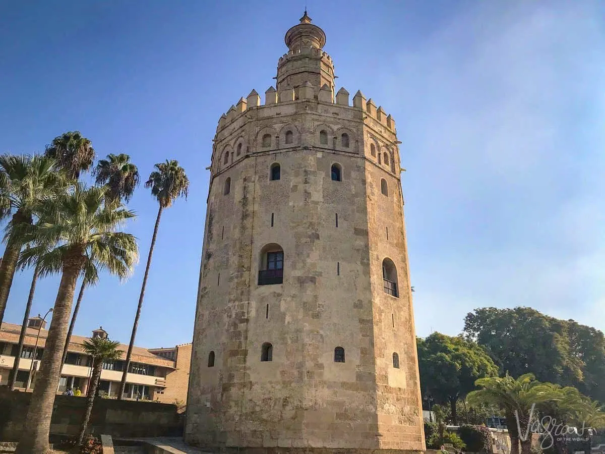 Golden watchtower of Torre del Oro Seville. 