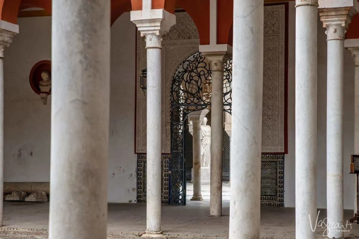 Roman marble pillars at Casa de Pilatos Seville. 
