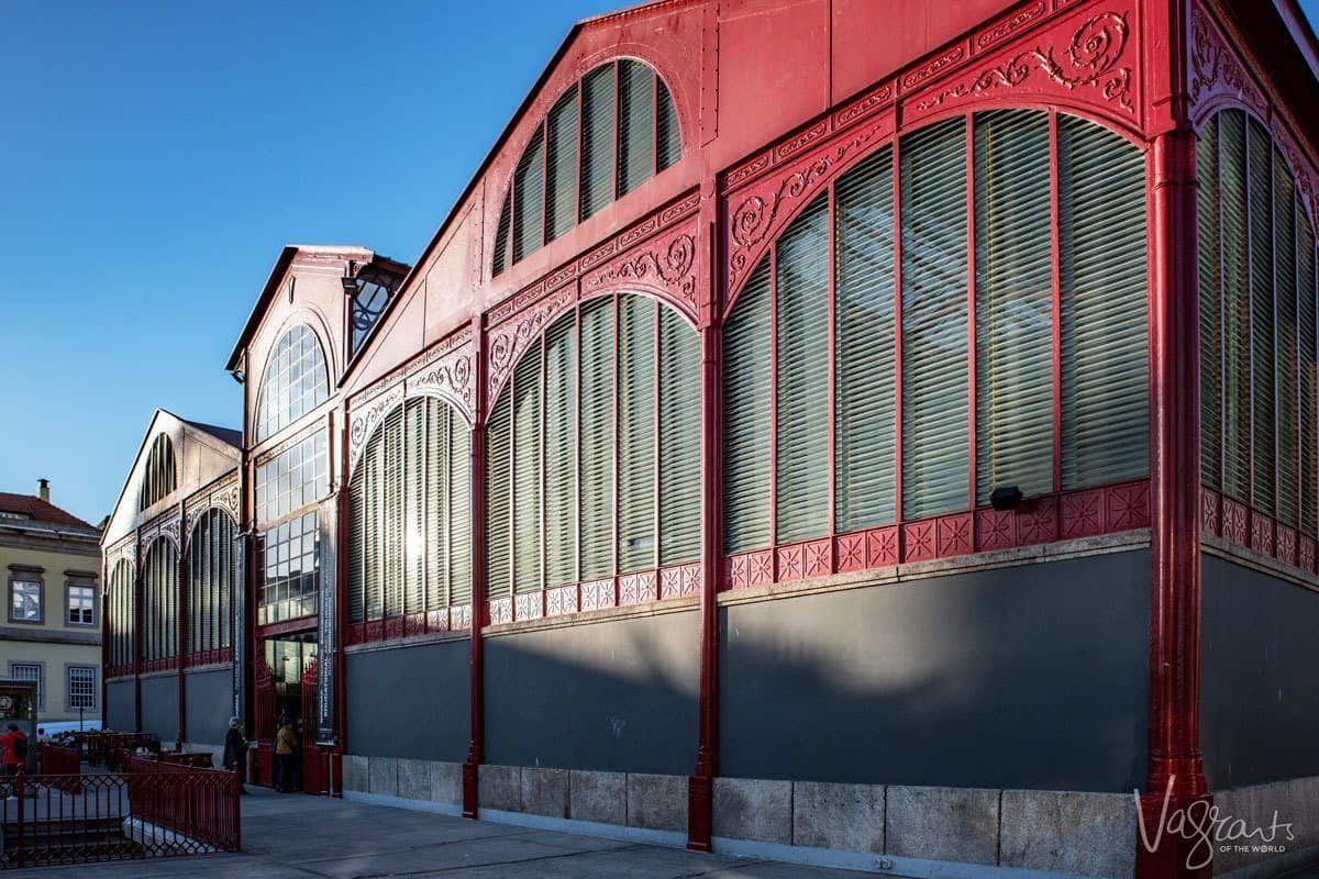 The red steel fresh market building, an iconic porto attraction.