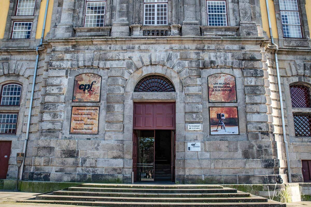 Doorway showing the entrance to the photography museum in Porto. 