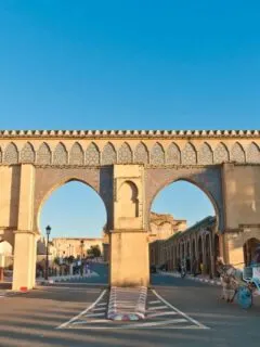 The intricate city gates of the old city in Meknes Morocco.