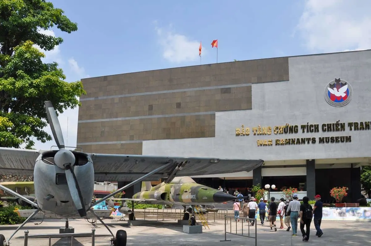 aeroplane and front of the war museum in Ho Chi Minh city. a visit here is definitely a Top thing to do in Ho Chi Minh city